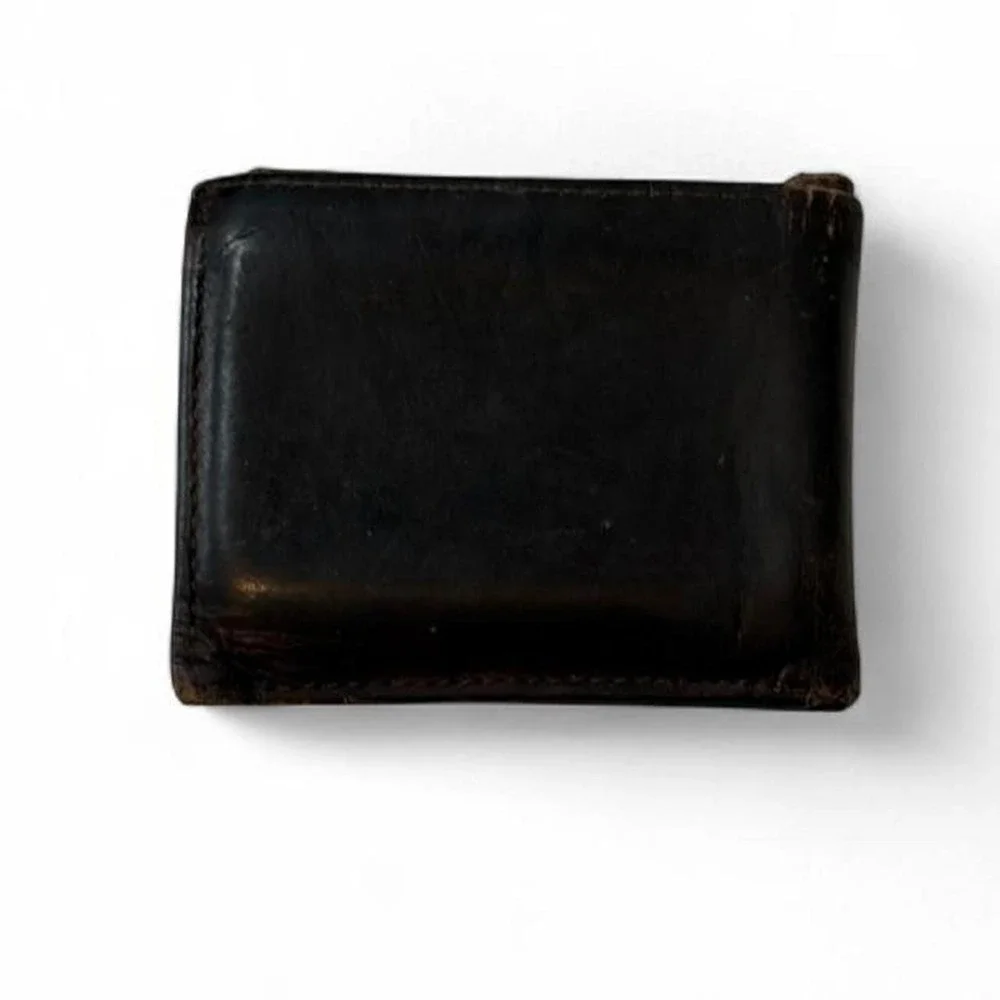 Distressed Brown Leather Bifold Wallet